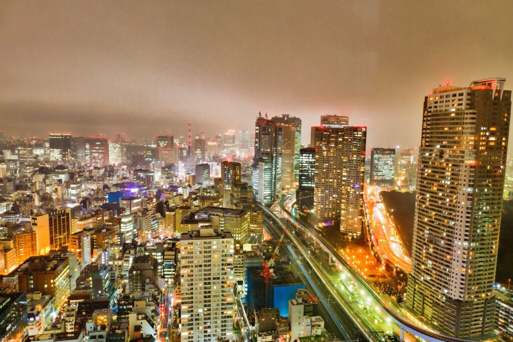 東京オフィス街の夜景